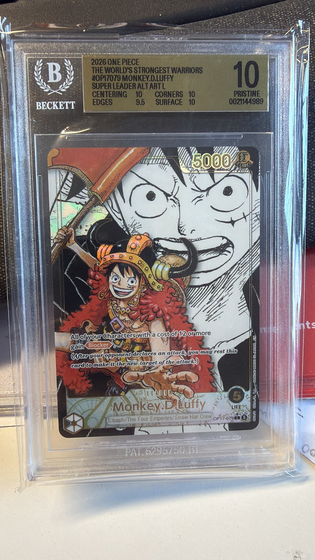 BGS 10 pristine - Monkey.D.Luffy - OP17-079 (V.3) - 10/10/9,5/10