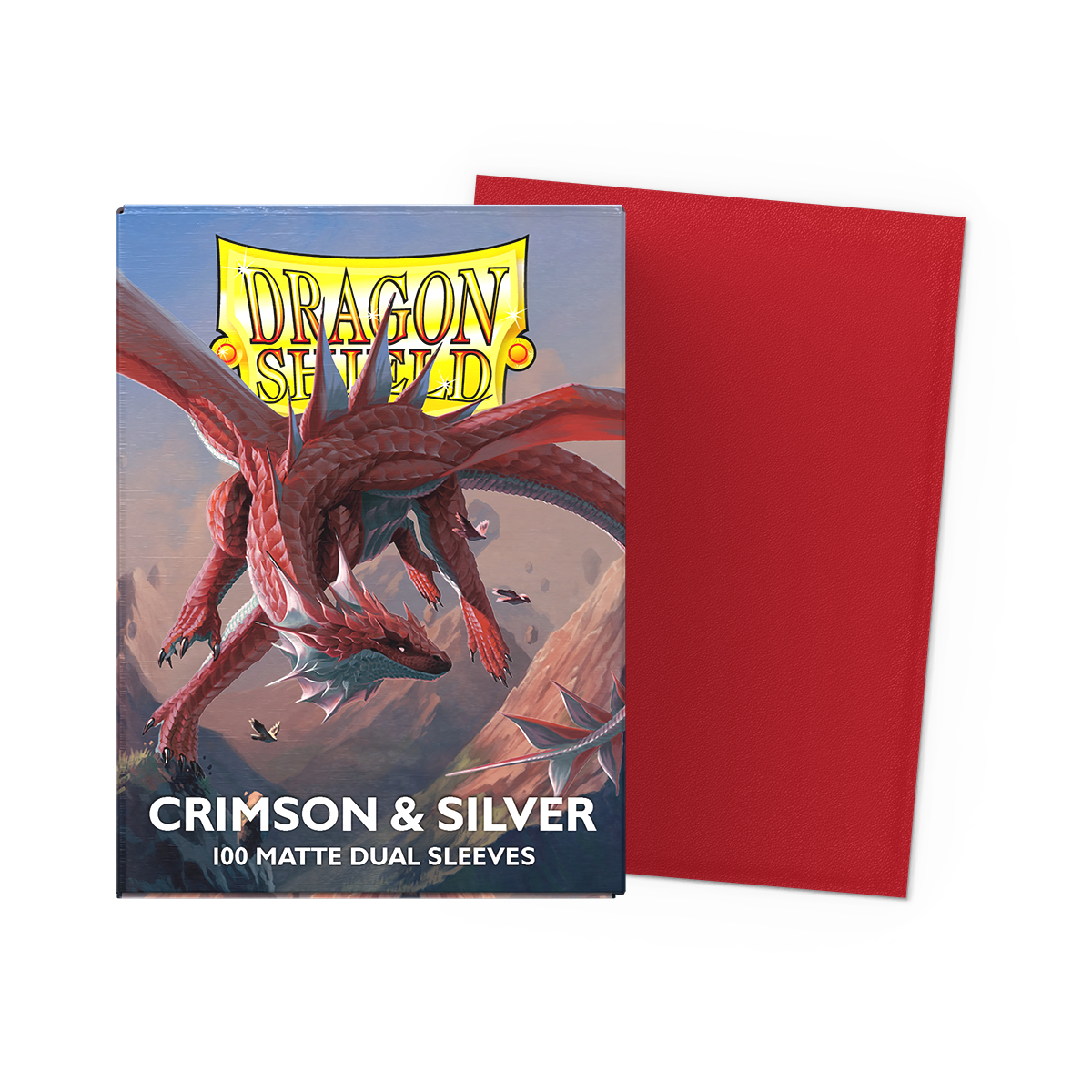 Dragon Shield Sleeves – Standardgröße, dual matt (100 Stück) – Crimson & Silver