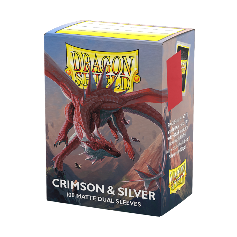 Dragon Shield Sleeves – Standardgröße, dual matt (100 Stück) –  Crimson & Silver