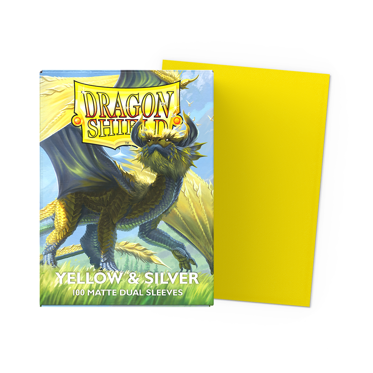 Dragon Shield Sleeves – Standardgröße, dual matt (100 Stück) –  Yellow & Silver