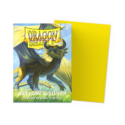 Dragon Shield Sleeves – Standardgröße, dual matt (100 Stück) –  Yellow & Silver