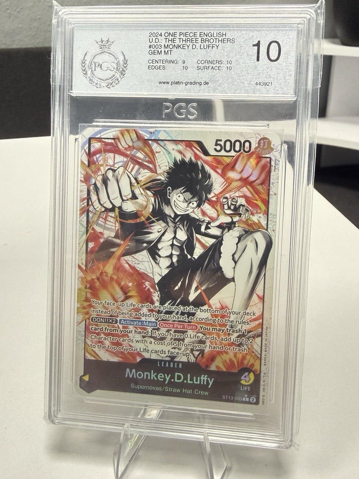 PGS 10 ST13-003 L Monkey D Luffy Black White The Three Brothers ONE PIECE