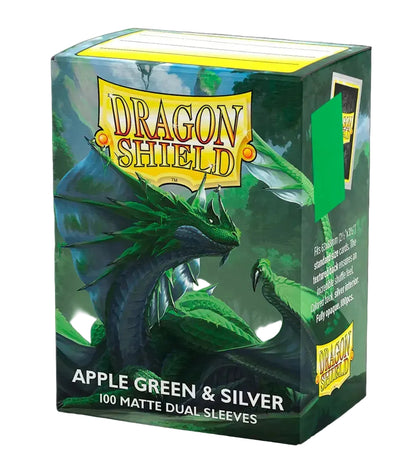 Dragon Shield Sleeves – Standardgröße, dual matt (100 Stück) – Apple Green & Silver