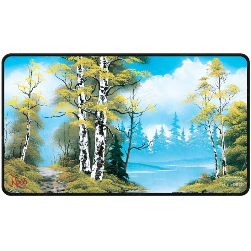 UP - Bob Ross Lakeside Path Black Stitched Playmat/Mousepad